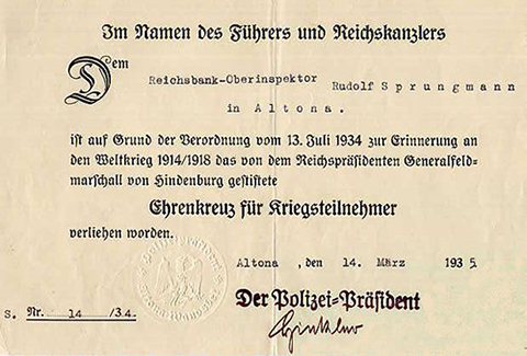 Award document for non-combatant